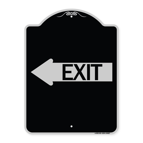 Exit With Left Arrow Heavy-Gauge Aluminum Architectural Sign, 24" H, 18" L, BS-1824-24607